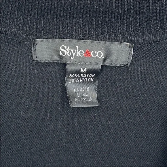 INC ruffle cardigan sweater M black - Picture 7 of 8